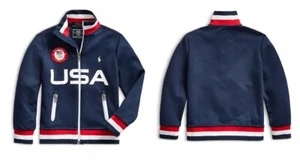 USED Polo Ralph Lauren X USA Olympic 2022 Team Boy's Graphic Track Jacket M/10 - Picture 1 of 14