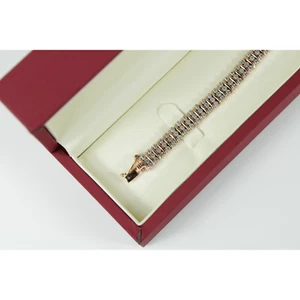 Bracciale rettangolare e barra accento diamanti naturali finitura oro rosa - Foto 1 di 8