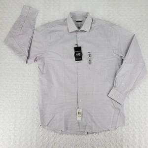 Van Heusen Flex Kragen Hemd Herren L 16-16,5 34/35 lila grau kariert langarm - Bild 1 von 16