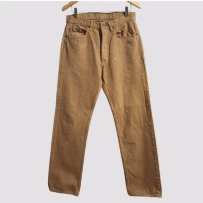 Vtg Levi's 501 Jeans 32x30 Mustard Yellow Button-Fly Straight 70s Orange Tab - Image 1 of 4