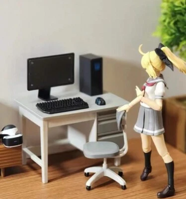 1/12 dollhouse miniature Desk and chair with Computer set  office table set - Image 1 of 4