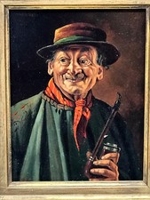WALTER ROESSLER Oil on Board PAINTING Peasant Tyrolean Bavarian - Listed Artist