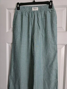 AMERICAN EAGLE AE STRIPED WIDE LEG PAJAMA PANT SIZE XS GREEN - Picture 1 of 12