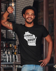 Käse, Cracker, Bier und Packer, Wisconsin Fußball Kleidung Geschenk  - Bild 1 von 9