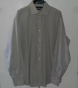 Daniel Cremieux cotton brown/white stripe long sleeve men's dress shirt XXL - Picture 1 of 9