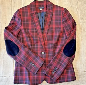 Tommy Hilfiger Windowpane Einreiher Sakko Blazer rot marine kariert W Größe 6 - Bild 1 von 14