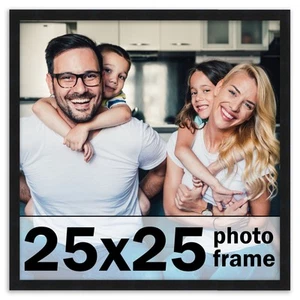 25x25 Frame Black Picture Frame Modern Photo Frame UV Acrylic, Acid Free no Mat - Picture 1 of 6