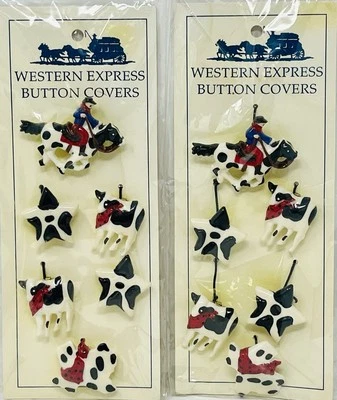 Vintage Button Covers Western Themed Cowboy Stars Cows & Texas Lot of 12 - Image 1 of 3