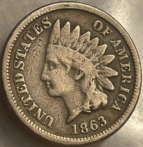 1863 Indian Head Cent Penny. (lot 30) - Picture 1 of 6