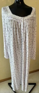 Camisón Eileen West Algodón Modal Tejido Manga Larga Cottagecore M Floral Púrpura - Imagen 1 de 3