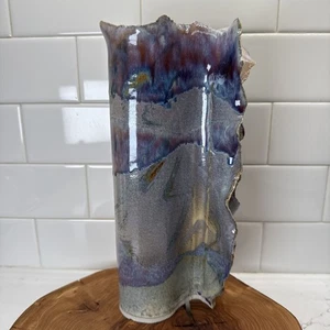 Ammann Taos Kunstkeramik Vase Abstrakt Beige Blau Träne Südwesten Vintage - Bild 1 von 8