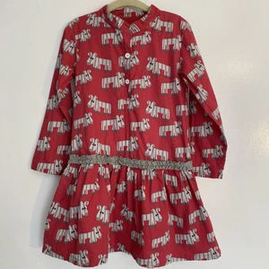 Lourdes Boutique Spain Girls Red Dress With Grey Zebras 100% Cotton  Size 5 - Picture 1 of 9