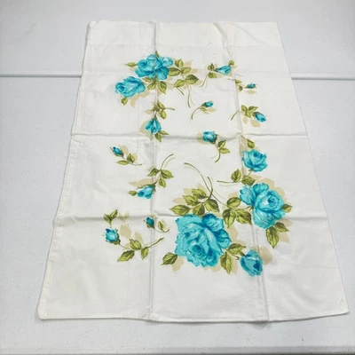 Funda de almohada Springmaid vintage estándar floral azul rosas algodón EE. UU. MCM RETRO Foto 1 de 4