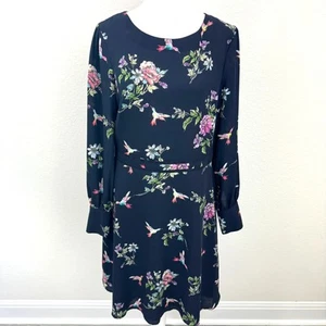 Oasis Womens Nadia Lebedeva Floral Bird Print Midi Dress UK 12 US 8-10 (M) Blue - Picture 1 of 14