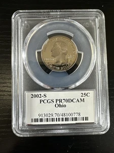 2002-S OHIO Clad Proof Quarter PR70DCAM PCGS FLAG LABEL - Picture 1 of 2