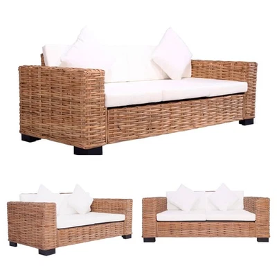 2-Sitzer 3-Sitzer Gartensofa Couch Lounge Sofa Rattan Gartenmöbel mit Auflagen - Bild 1 von 4