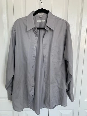 Geoffrey Beene Men’s Dress Shirt Button Up Size Large Gray Wrinkle Free - Image 1 of 4