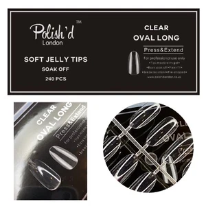 Soft gel full cover nail tips Soak off Clear Oval long  240 pcs - Picture 1 of 1