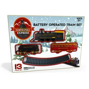 Juego de 13 piezas de tren a batería North Pole Express nuevo vacaciones de Navidad - Imagen 1 de 5
