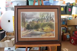 Ranulph Bye Watercolor Country Manor Hand Lithograph's Print Framed Under Glass - Picture 1 of 20