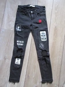Tally Weijl Gr. 34 36 XS schwarz Ripped Jeans Damen Totenkopf Rose Stretch - Bild 1 von 10