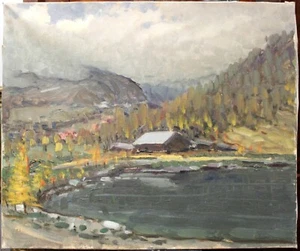 MARIO FUMIA (1931-2013) / DIPINTO AD OLIO / AUTUNNO AL LAGO /  COD. 21629 - Picture 1 of 3