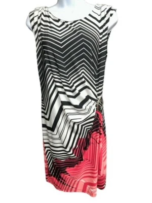 Precioso Vestido Cynthia Rowley Talla 6 Negro Rosa Elastizado Pliegues Reunidos Sin Mangas Foto 1 de 4