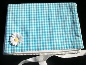 Vintage Taschentuch Etui Dessous Tasche blau & weiß mit Gänseblümchen H - Bild 1 von 10