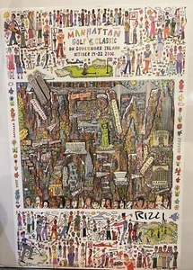 JAMES RIZZI NEW YORK GOLF POSTER Handsigniert - Bild 1 von 3