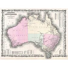 1861 JOHNSON AND BROWNING MAP AUSTRALIA 1ST EDITION VINTAGE POSTER PRINT 12x16 i