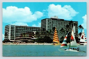 Reef Hotel Waikiki Beach Oahu Hawaii Katamaran Vintage unverpostet Postkarte - Bild 1 von 2