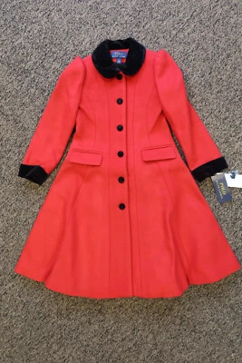 $495 New Polo Ralph Lauren Girls Wool-Blend Princess Coat - Size 5 - Red/Black - Image 1 of 4