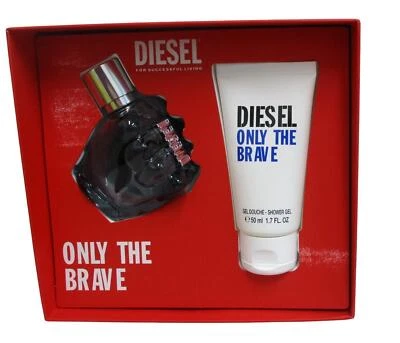 DIESEL ONLY THE BRAVE MEN EDT SPRAY 1.1 FL OZ + 1.7 OZ JUEGO DE GEL Caja Envejecida Foto 1 de 4