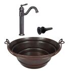 15" Rustic Copper BUCKET Vessel Bath Sink with Faucet & Daisy Drain