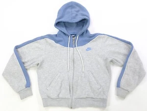 Rare Vintage NIKE Spell Out Swoosh Striped Hoodie Sweatshirt 80s 90s Youth SZ L - Picture 1 of 13