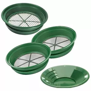 3-teiliges KLASSIFIZIER SIEBSET FÜR GOLDWÄSCHE 1/2 1/4 1/8 Netz & 14" Goldpfanne - Bild 1 von 6