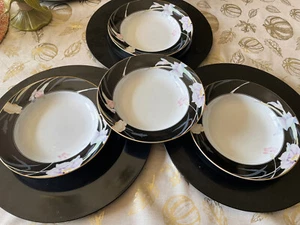 Mikasa Charisma Schwarz Suppenschalen 8,25" L 9050 Japan Iris Rand 4er Set - Bild 1 von 6