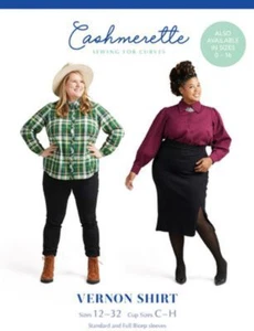 Vernon Shirt Sizes 12 - 32 Sewing Pattern by Jenny Rushmore of Cashmerette Patte - Picture 1 of 4