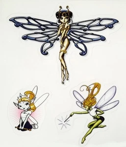 3 DRAGONFLY FAIRY QUEEN VINYL STICKER/DECAL SET Waterproof Indoor/Outdoor - Picture 1 of 1