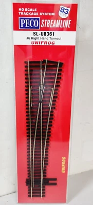 Right Hand #6 Turnout Code 83 Nickel Silver PECO SL-U8361 Unifrog DCC Friendly - Image 1 of 4