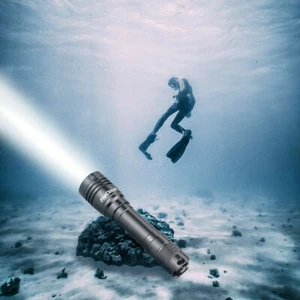 Underwater Flashlight Professional Diving Light LED Waterproof Dive Scuba Lamp - Picture 1 of 10