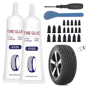 120ml Tire Repair Glue Tire Patch Glue Kit with Tire Repair Nail 24Pcs Tire R... - Picture 1 of 7