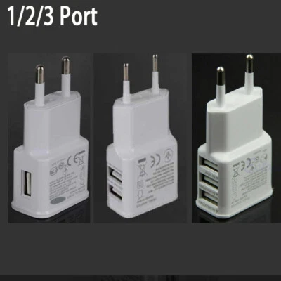 Cargador rápido Fast Quick Charge 2A 1/2/3 puerto USB Hub fuente de alimentación enchufe UE UD - Imagen 1 de 4