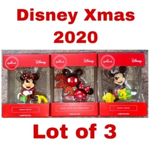 Hallmark Disney MICKEY & MINNIE Bulk 2020 Christmas Decoration Tree Ornament 3pk - Picture 1 of 8