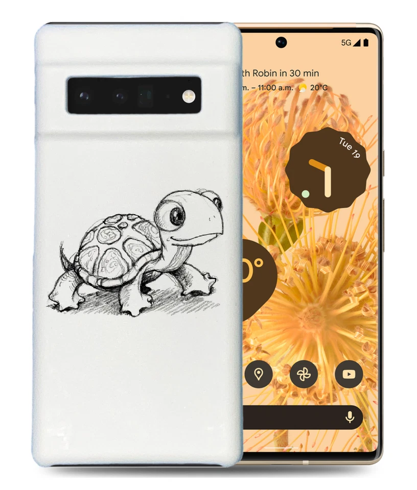 CASE COVER FOR GOOGLE PIXEL|CUTE FUN ANIMAL TURTLE SKETCH ART - Image 1 of 1