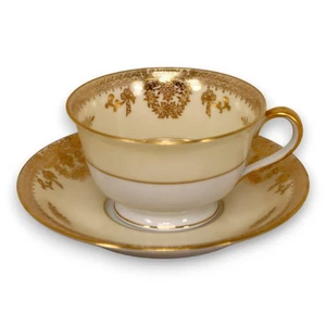 Noritake M Goldlea 7289 Tea Cup Saucer Set  Gold Trimmed Japan Vintage 1930's - Picture 1 of 5