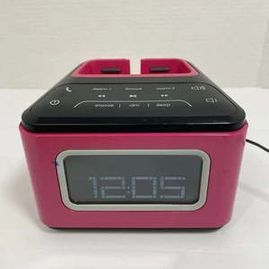 Jam HX-B510PK Bluetooth Dual Alarm Clock Radio Speaker Dock Pink Tested Works - Picture 1 of 4