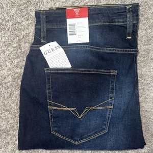 NWT MEN'S 38x32 GUESS ATHLETIC TAPER BLAINN DARK WASH STRETCH JEANS-FREE SHIP - Picture 1 of 8