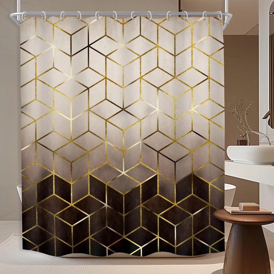 Komllex Abstract Ombre Brown Black Marble Shower Curtain for Bathroom 60wx72h in