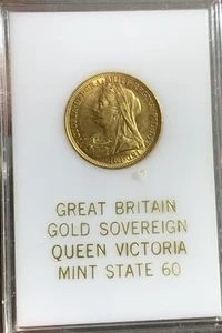 1896 GREAT BRITAIN SOVEREIGN GOLD COIN QUEEN VICTORIA MINT STATE UNC - Picture 1 of 4